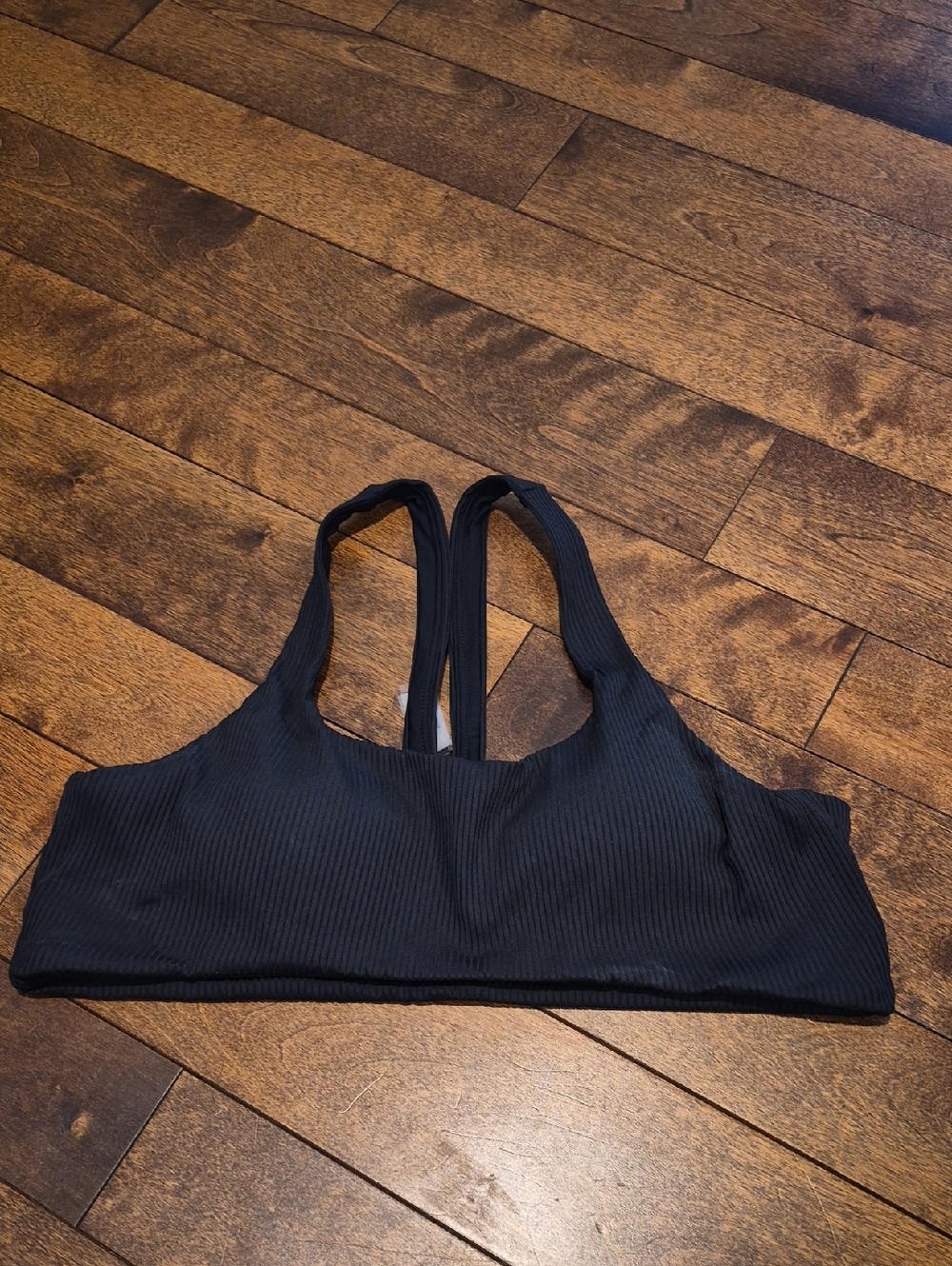 GIGI C Black Ribbed Racerback Sports Bra